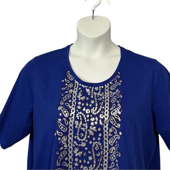 Vintage, Carroll Reid, Plus Size Blue Short Sleeve Top, Size 1X - Picture 3 of 8